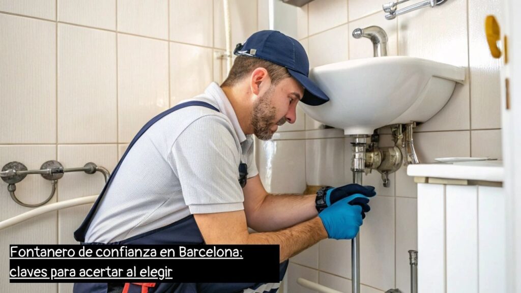 fontanero de confianza en Barcelona revisando una instalación de agua