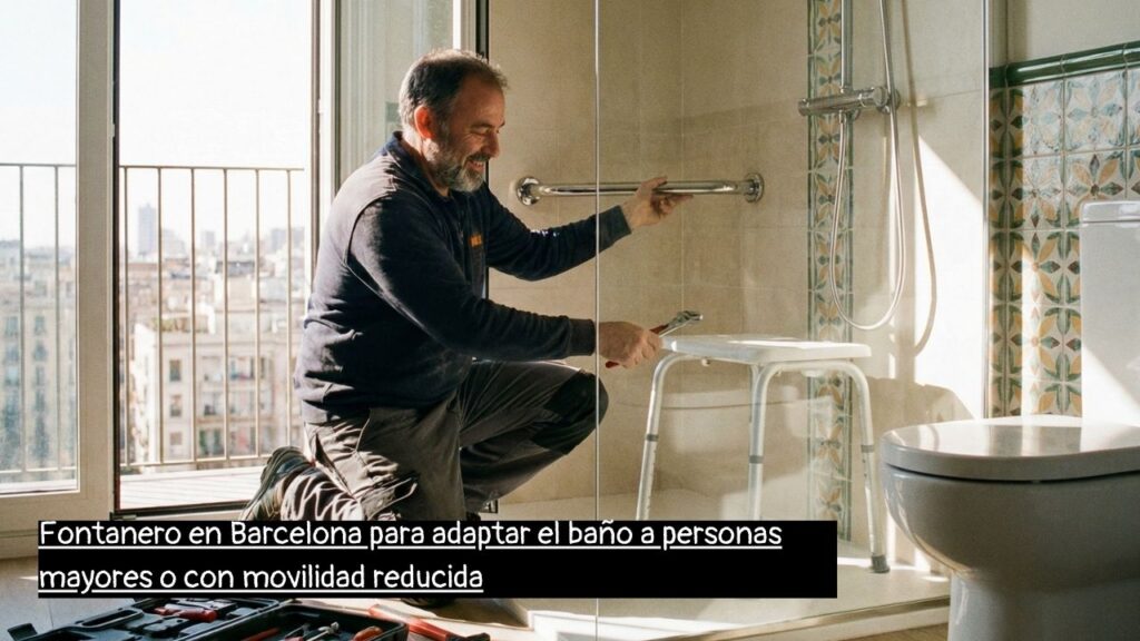 fontanero en Barcelona instalando adaptaciones en un baño para personas mayores