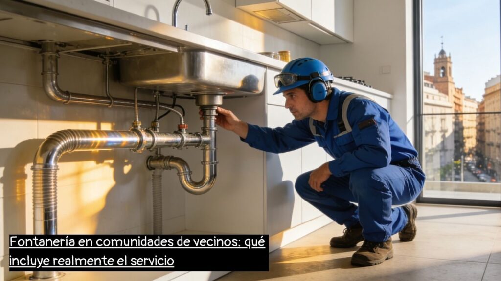 fontanero revisando tuberías en una comunidad de vecinos
