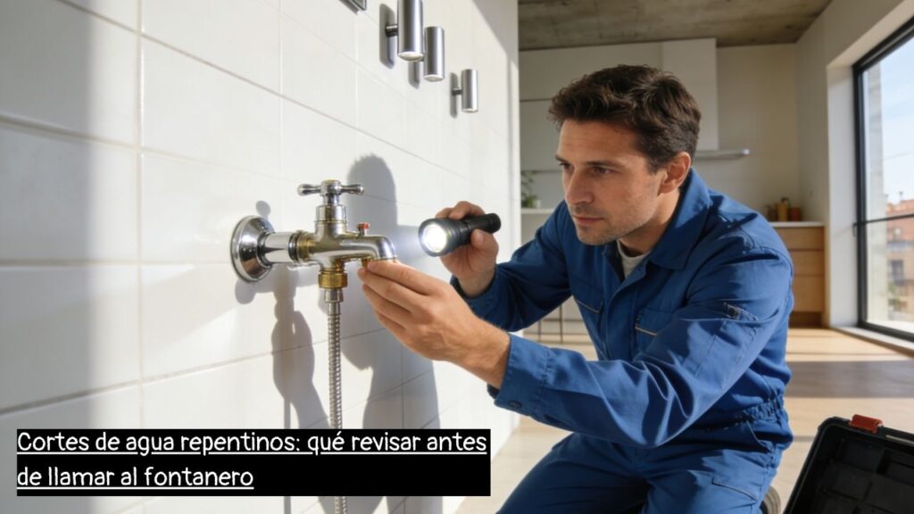 fontanero en Barcelona revisando un corte de agua en una vivienda