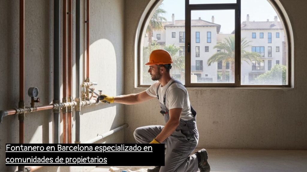 fontanero en Barcelona revisando la instalación de agua en una comunidad de propietarios