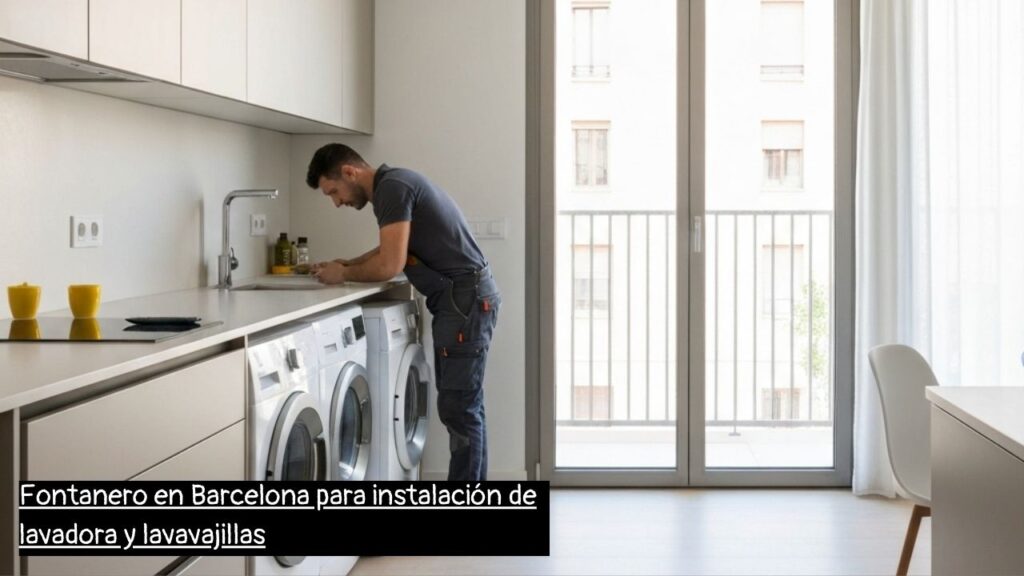 fontanero en Barcelona instalando una lavadora en una vivienda
